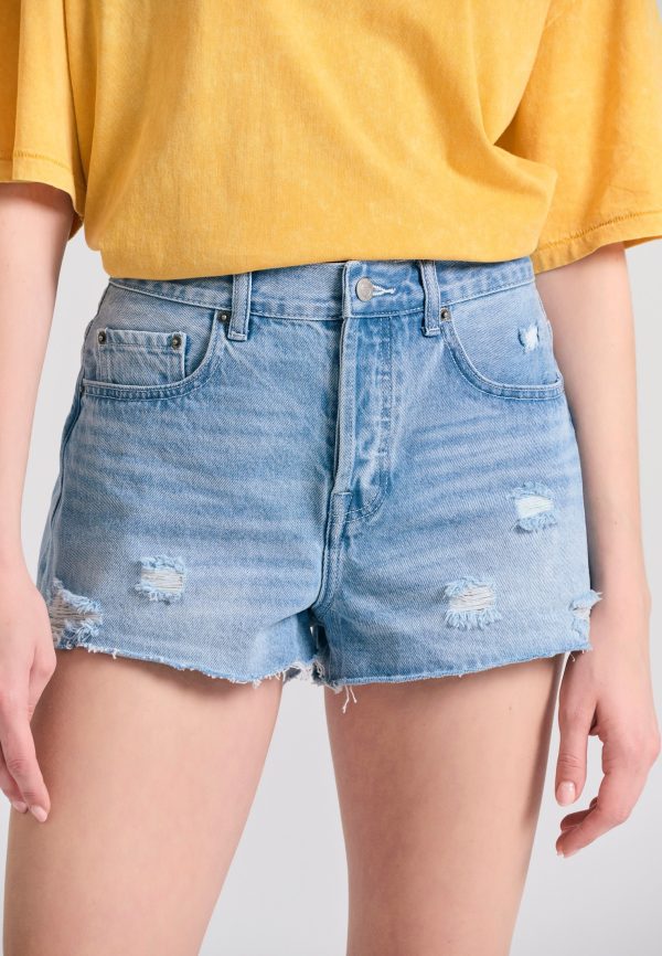 Women's denim shorts with destroyed effects - Image 2