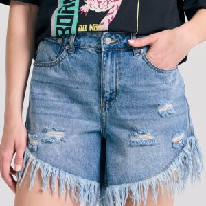 Women's boyfriend denim shorts with tears