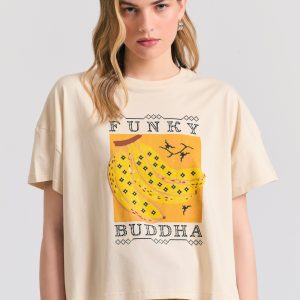 Women's loose fit organic cotton chest printed t-shirt