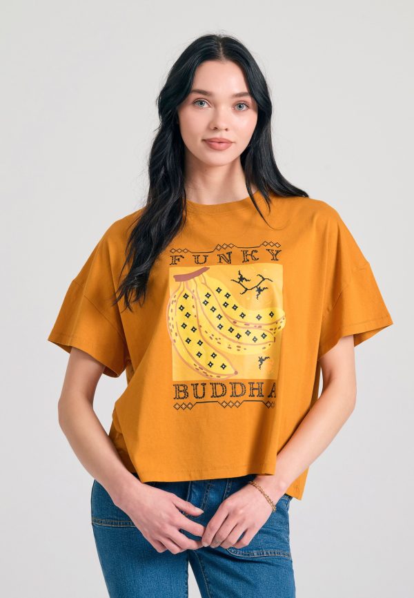 Women's loose fit organic cotton chest printed t-shirt - Image 2