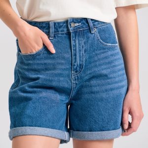Women's denim shorts with whisker details
