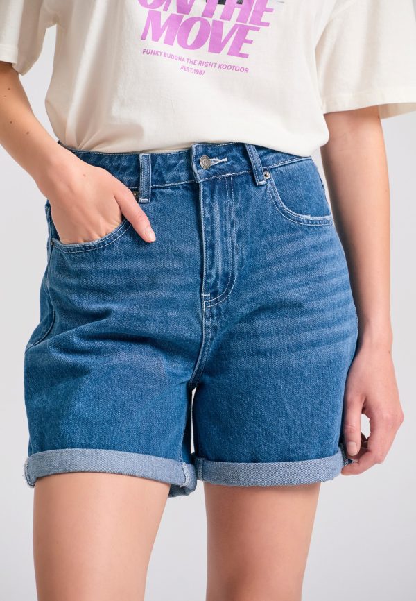 Women's denim shorts with whisker details