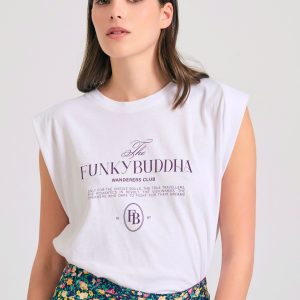 Women's crew neck chest printed t-shirt