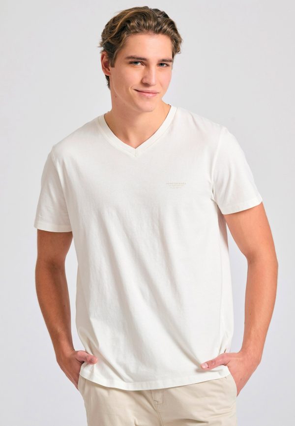 V-neck t-shirt with chest logo