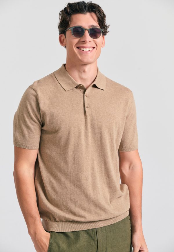 Polo neck pullover in melange fabric - Image 3