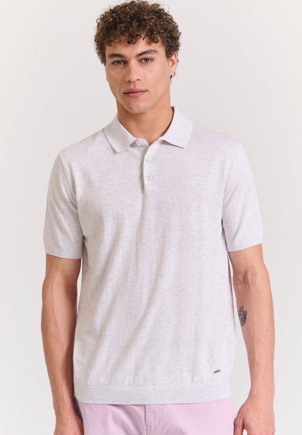 Polo neck pullover in melange fabric - Image 5