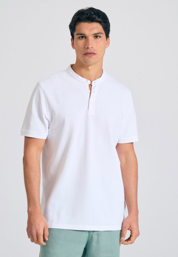 Mao neck polo shirt with embroidery on the sleeve - Image 4