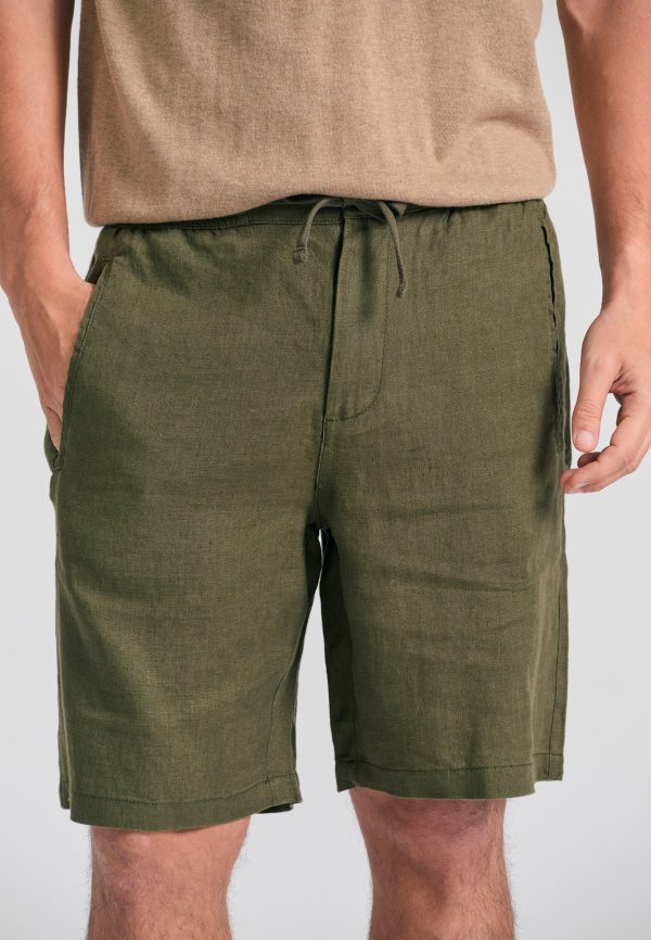 Men's comfort fit garment dyed linen shorts - Image 3