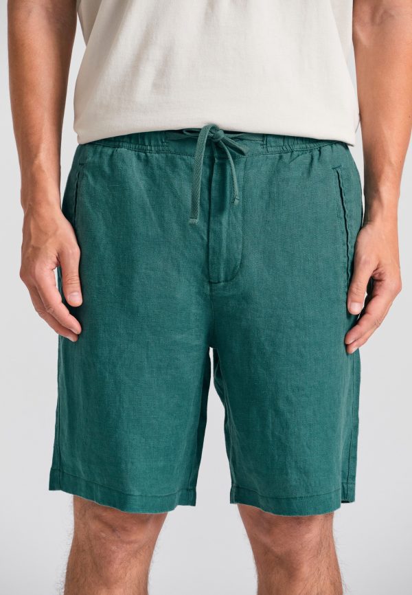 Men's comfort fit garment dyed linen shorts - Image 4