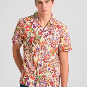 Relaxed fit shirt with tropical print