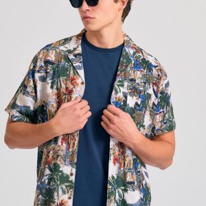 Resort shirt with abstract floral print
