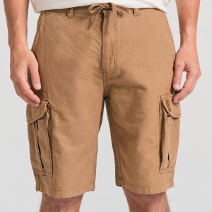 Loose fit linen blend cargo shorts