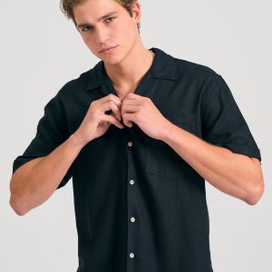 Relaxed fit linen blend shirt