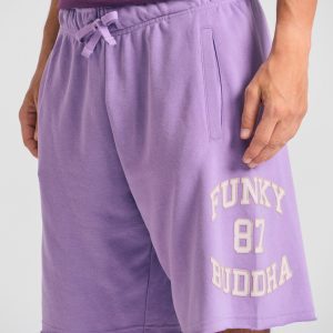 Wide leg fit sports shorts with branded print