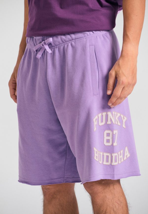 Wide leg fit sports shorts with branded print