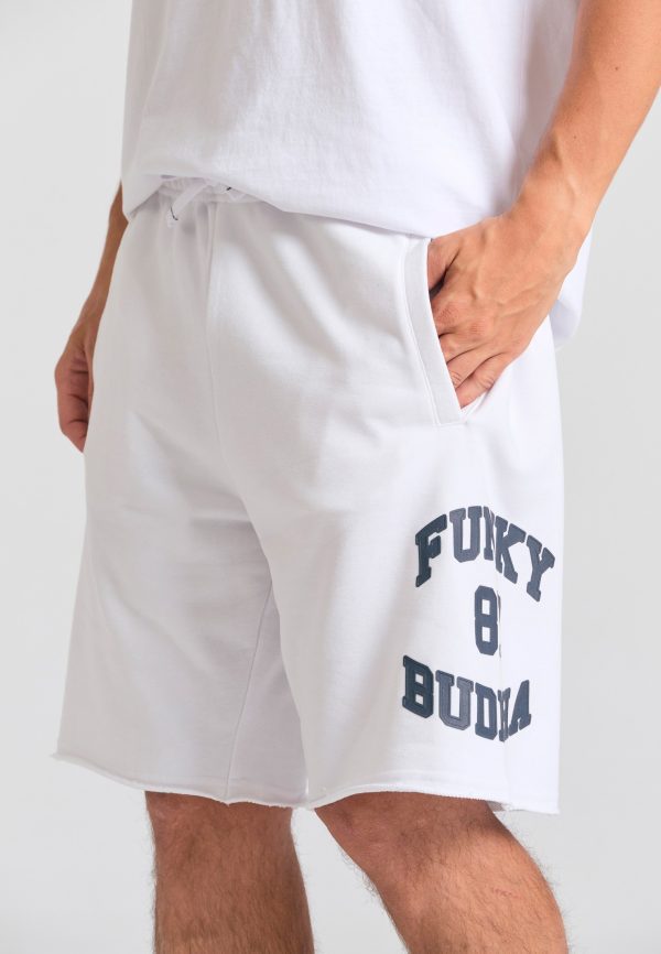 Wide leg fit sports shorts with branded print - Image 6