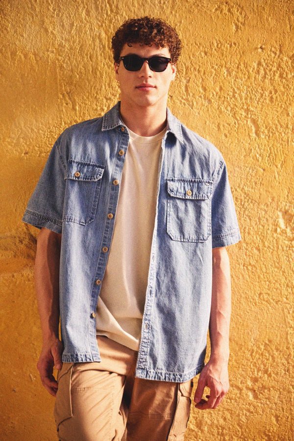 Overshirt denim shirt with chest pockets