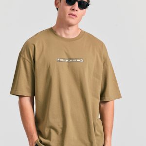 Oversized garment dyed t-shirt with retro frame print