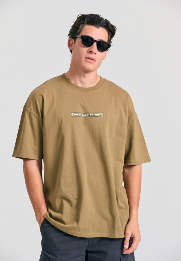 Oversized garment dyed t-shirt with retro frame print