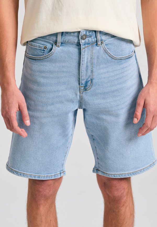 Men's denim shorts with washed effects - Image 2