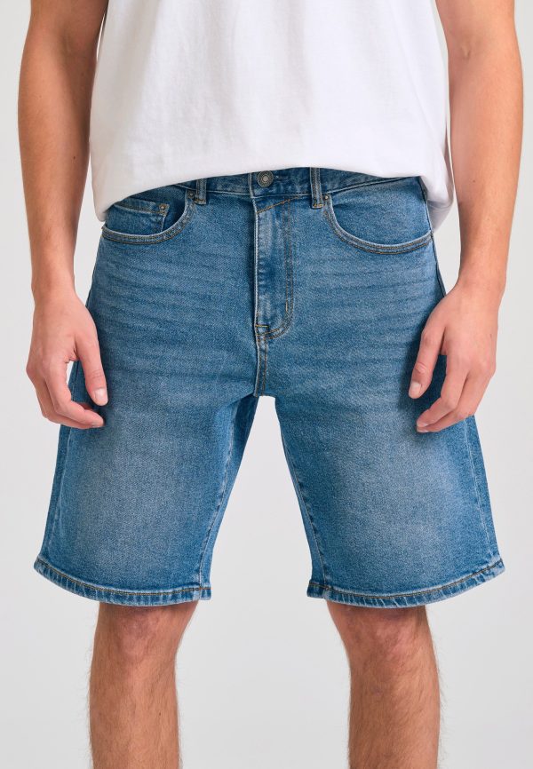 Men's denim shorts with washed effects - Image 3