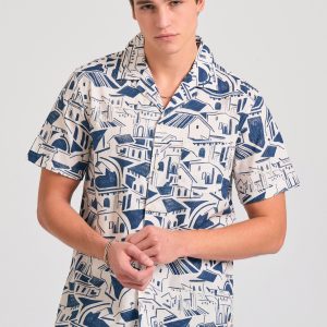 Relaxed fit shirt with geometric print